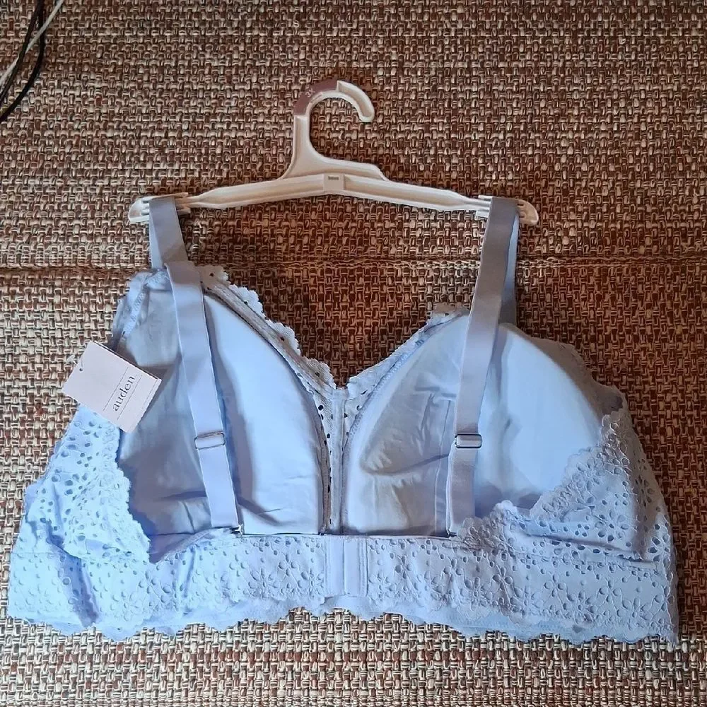 Auden Light Blue Lace All Day Comfort Wirefree Bralette 3X New With Tags - Picture 2 of 7